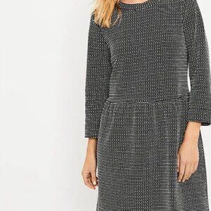LOFT Textured Button-Back Swing Dress